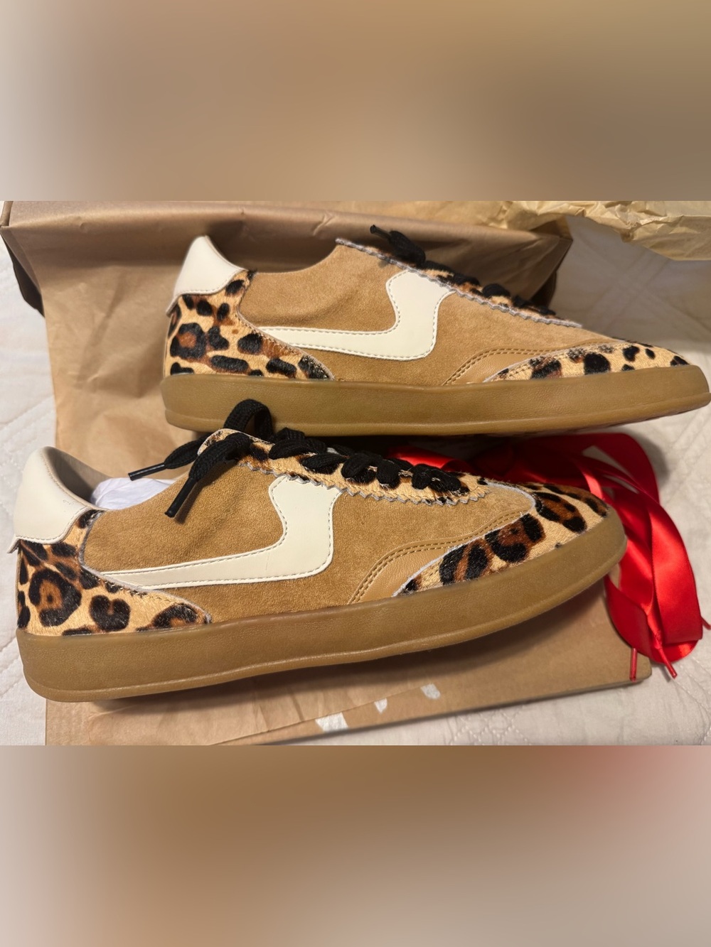 ❤️Miim Leopard Destiny- Textured Platform Lace Up Trainer Sneakers❤️